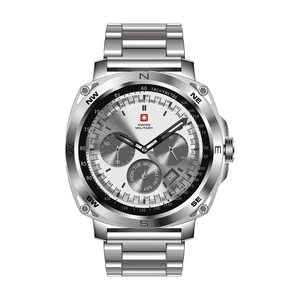 Swiss Military Dom 4 AMOLED Smart Watch Silver Metal Strap - ساعة ذكية