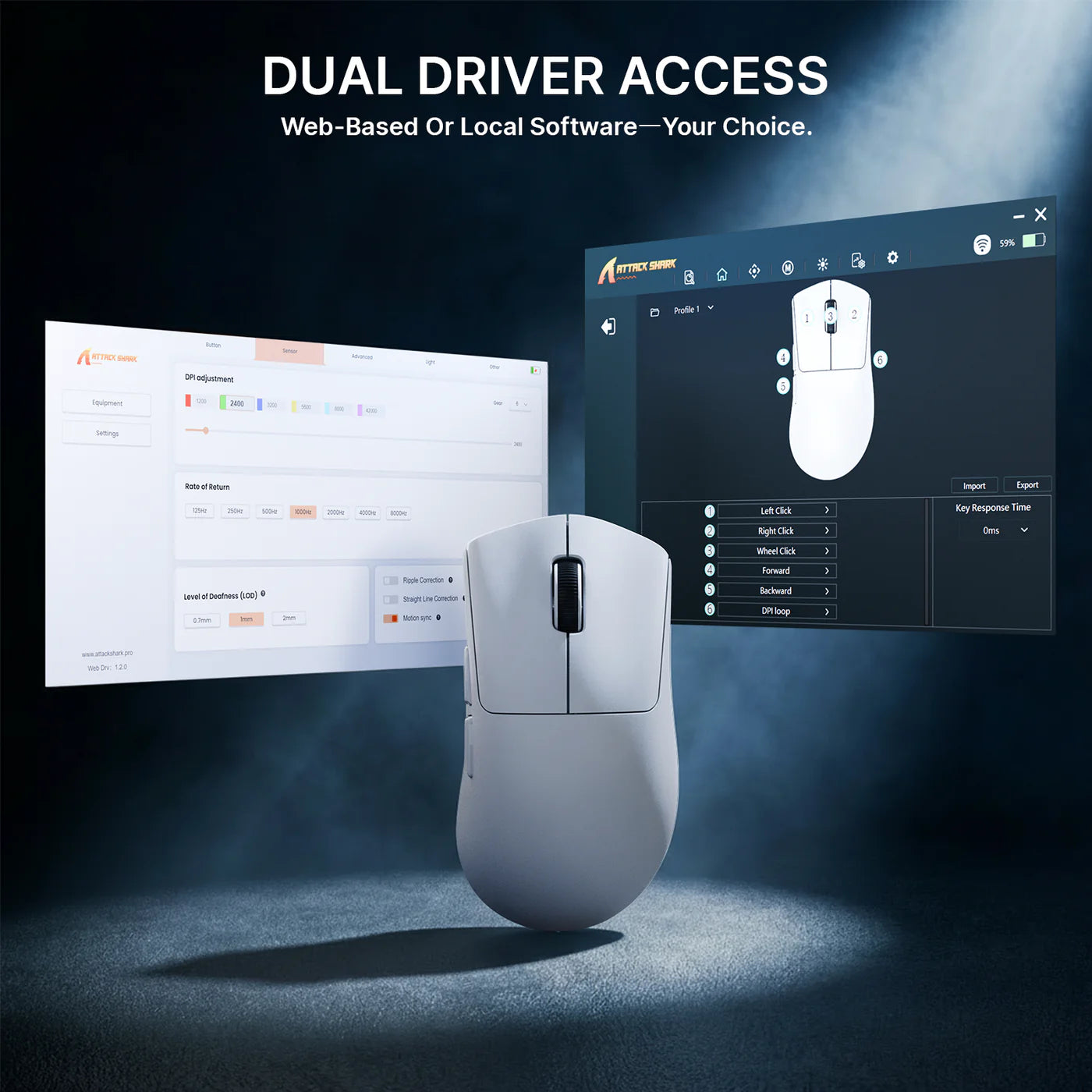 Attack Shark V8 Wireless Gaming Mouse 8000Hz PAW3950MAX Sensor Nordic 54L15, WHITE - ماوس قيمنق وايرليس