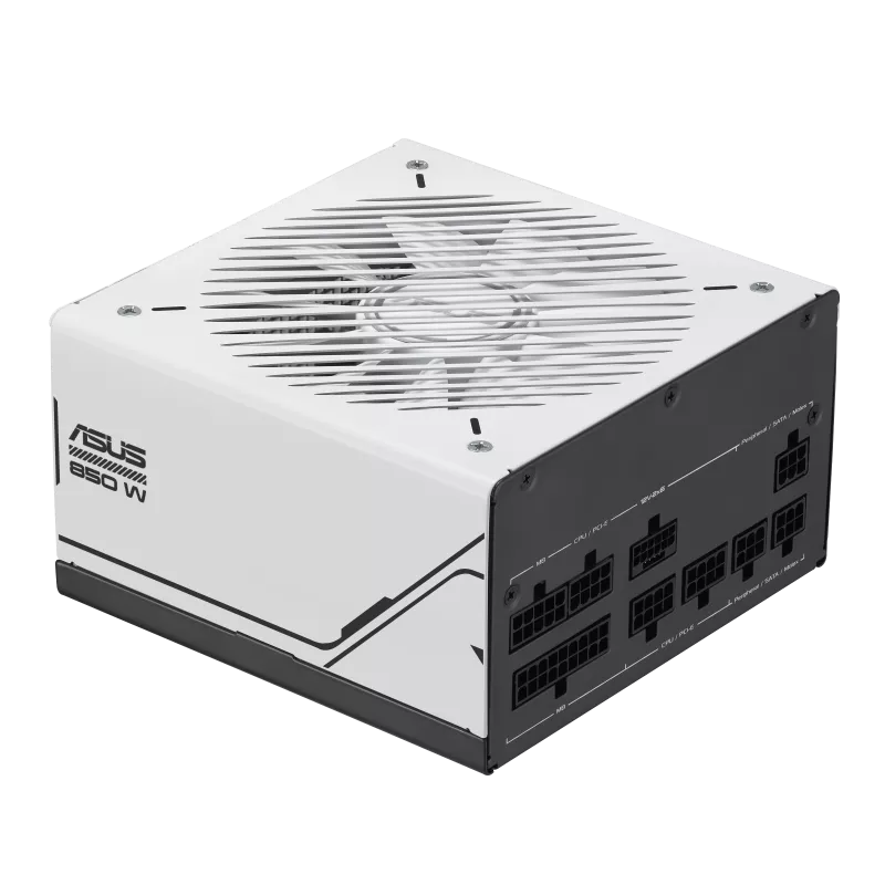 ASUS Prime AP-850G Fully Modular ATX Power Supply, 850W Power, 80 Plus Gold Efficiency, Active PFC, ATX 3.0 Compatible, Dual-Ball Fan Bearings, White - مزود الطاقة