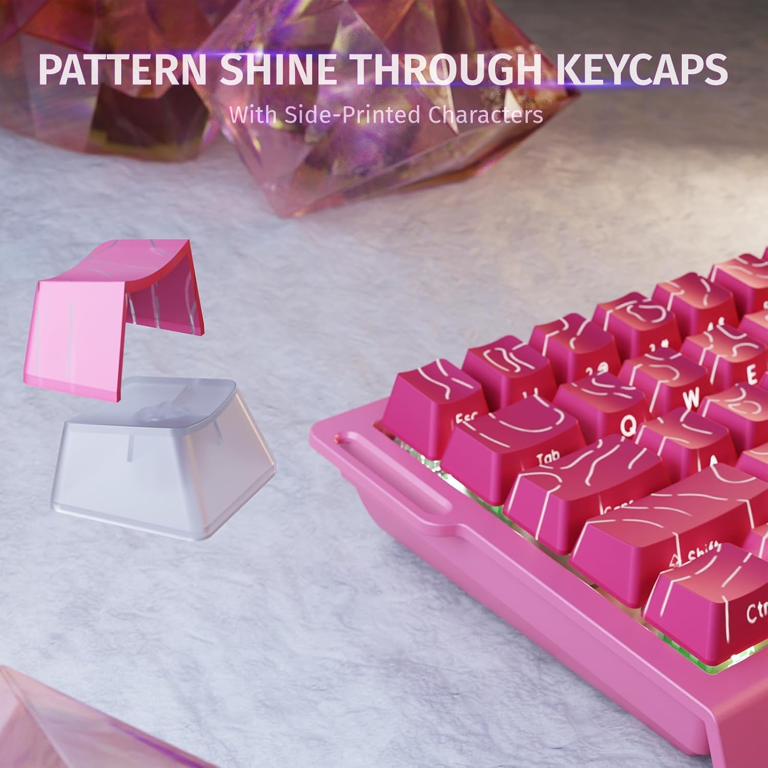 ATTACK SHARK X68 HE Rapid Trigger 60% Keyboard Magnetic Switch, Pink / Rose Red - كيبورد احترافي وايرليس