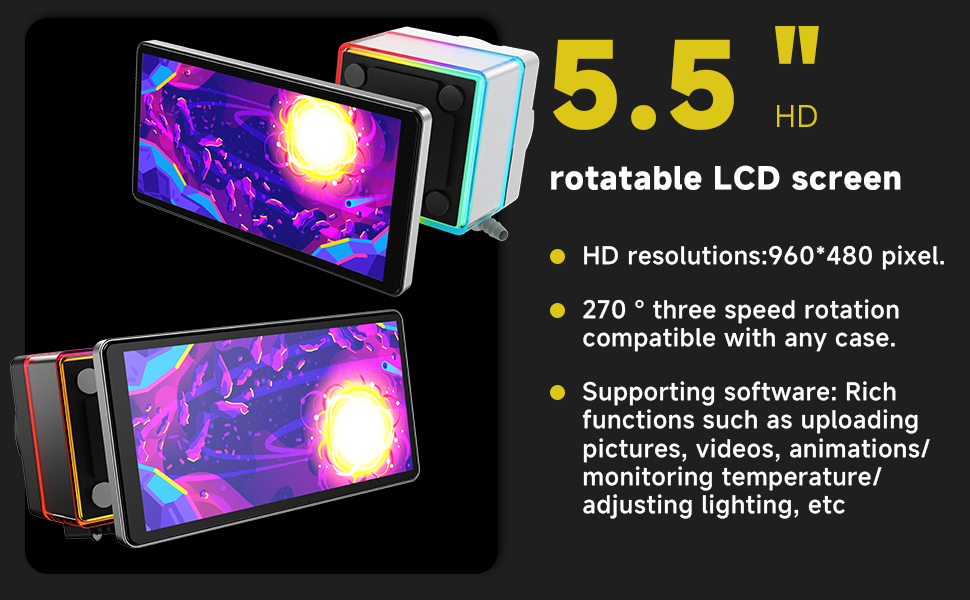 Jungle Leopard Proflow 360MM LIQUID COOLER 5.5-inch LCD Magnetic Screen|360mm ARGB Infinity Mirror 2000RPM PWM Fan|Lower Noise |for Intel LGA1851/1700/1200/115X AMD AM4/AM5 (White) مبرد مائي مع شاشة