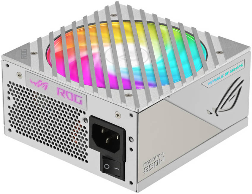Asus Rog Loki SFX-L 850W Power Supply Unit, 80 Plus Platinum, Fully Modular, PCIe Gen 5.0, 120mm ARGB-Illuminated Fan & Aura Sync, ROG Heatsinks, 0dB Fan Button, White Edition