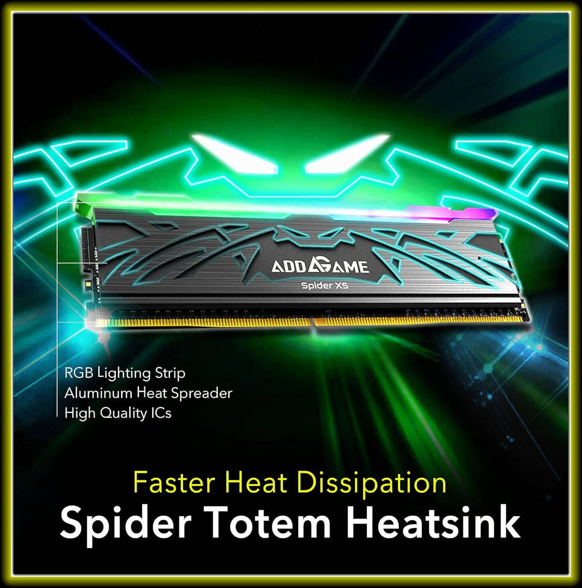 Addlink Spider X5 32GB (2x16GB) DDR5 6000MHz CL38 RGB Gaming RAM – Black Aluminum Heatsink, Intel XMP 3.0 & AMD EXPO Ready - رامات