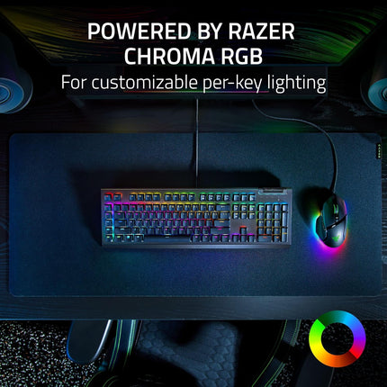 لوحة مفاتيح الألعاب الميكانيكية Razer BlackWidow V4 X: مفاتيح خضراء تعمل باللمس وقابلة للنقر مع تخطيط عربي - كيبود احترافي 