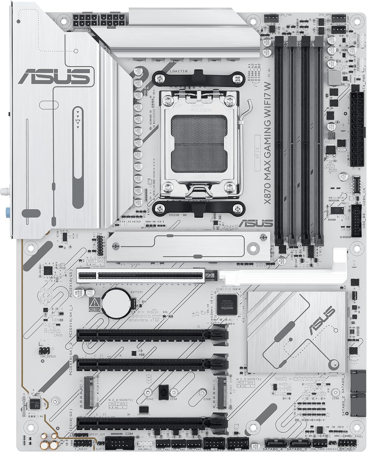 ASUS X870 MAX GAMING WIFI7 WHITE AMD AM5 GAMING Motherboard, DDR5 , Wi-Fi 7 , WHITE - لوحه إم بيضاء