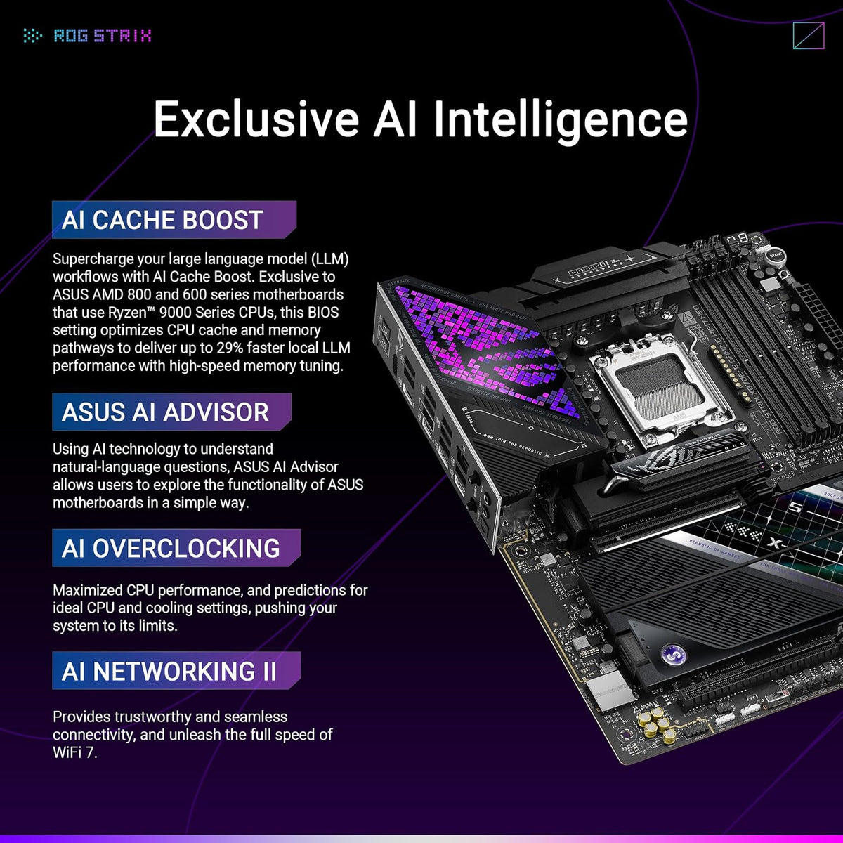 ASUS ROG Strix X870E-E Gaming WiFi 7 NEO – AMD AM5, PCIe 5.0, DDR5, USB4, WiFi 7, Heavy Duty Power Delivery ATX Motherboard - ماذربورد