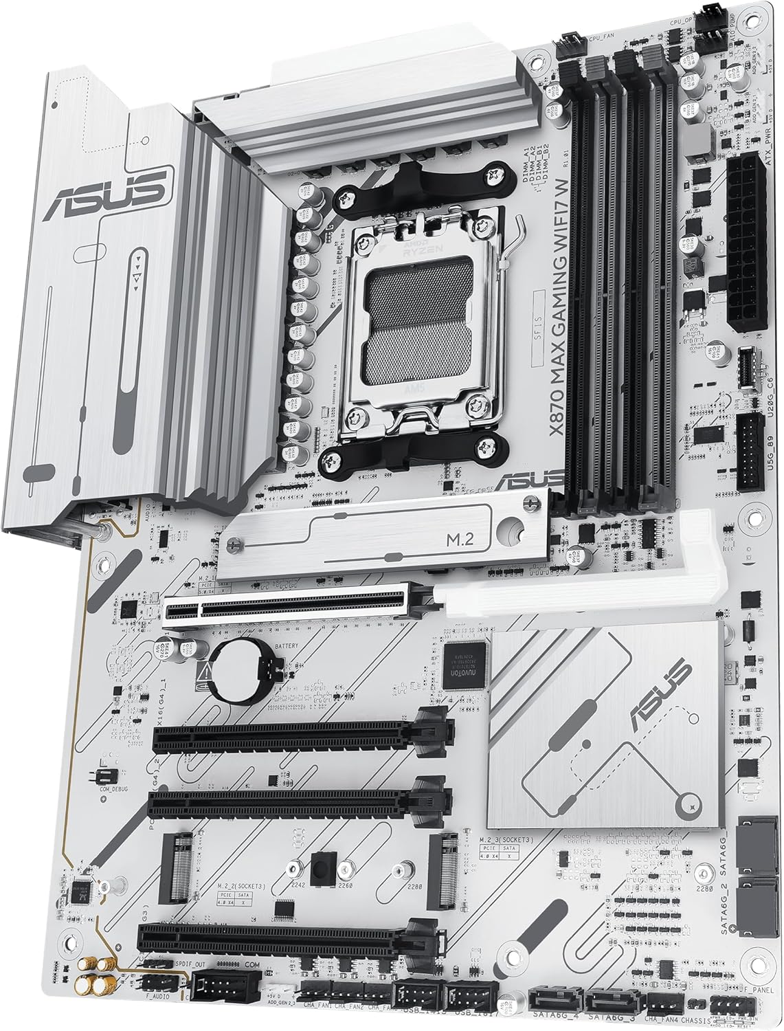 ASUS X870 MAX GAMING WIFI7 WHITE AMD AM5 GAMING Motherboard, DDR5 , Wi-Fi 7 , WHITE - لوحه إم بيضاء