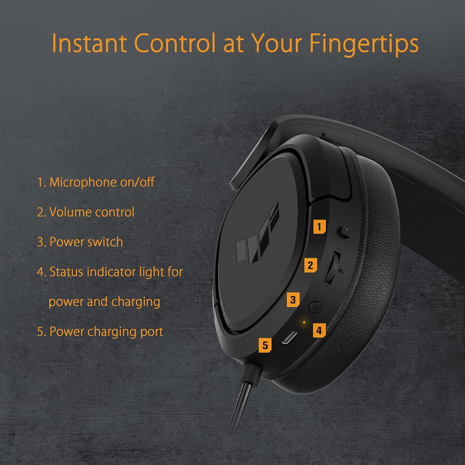 ASUS TUF GAMING H1 Wireless HEADSET 7.1 Surround FEATURES A 2.4 GHZ CONNE For PC, PS5 - سماعات قيمنق احترافية