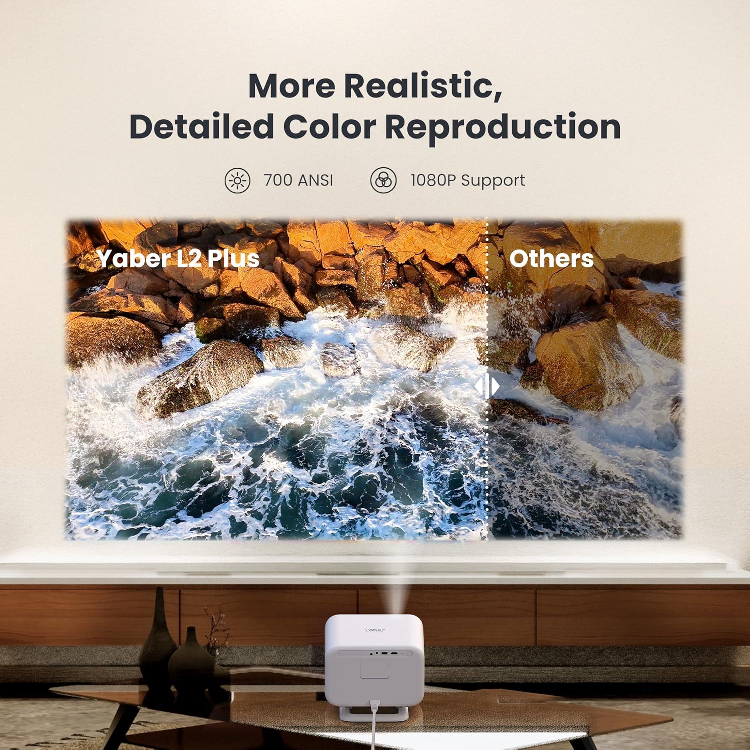 Yaber L2 Plus 1080P Portable Projector, WiFi, Bluetooth, Android System - جهاز عرض