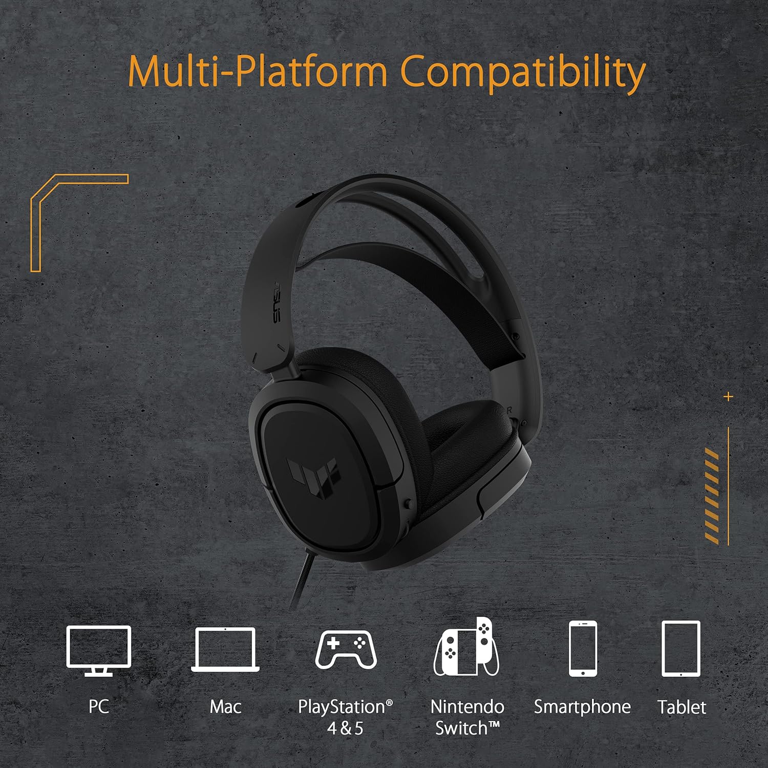 ASUS TUF GAMING H1 Wireless HEADSET 7.1 Surround FEATURES A 2.4 GHZ CONNE For PC, PS5 - سماعات قيمنق احترافية