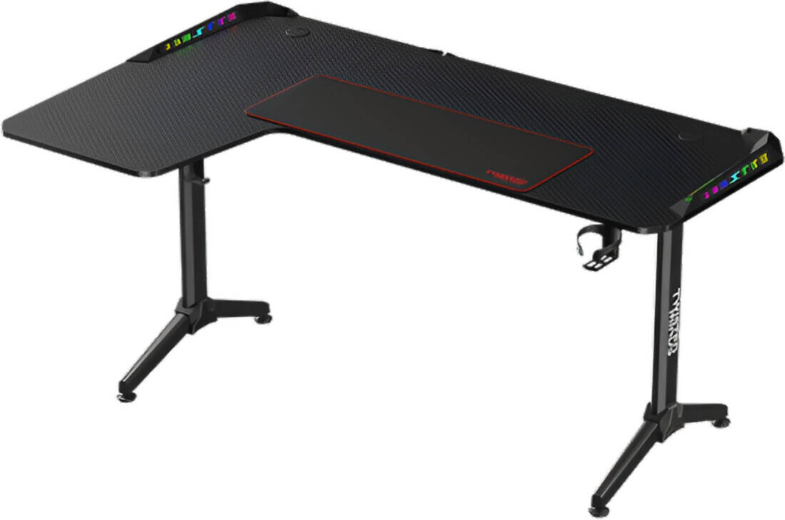 Twisted Minds Warrior L Shaped Left Gaming Desk, 160CM*100CM*75CM Size Black - طاوله زاويه سوداء