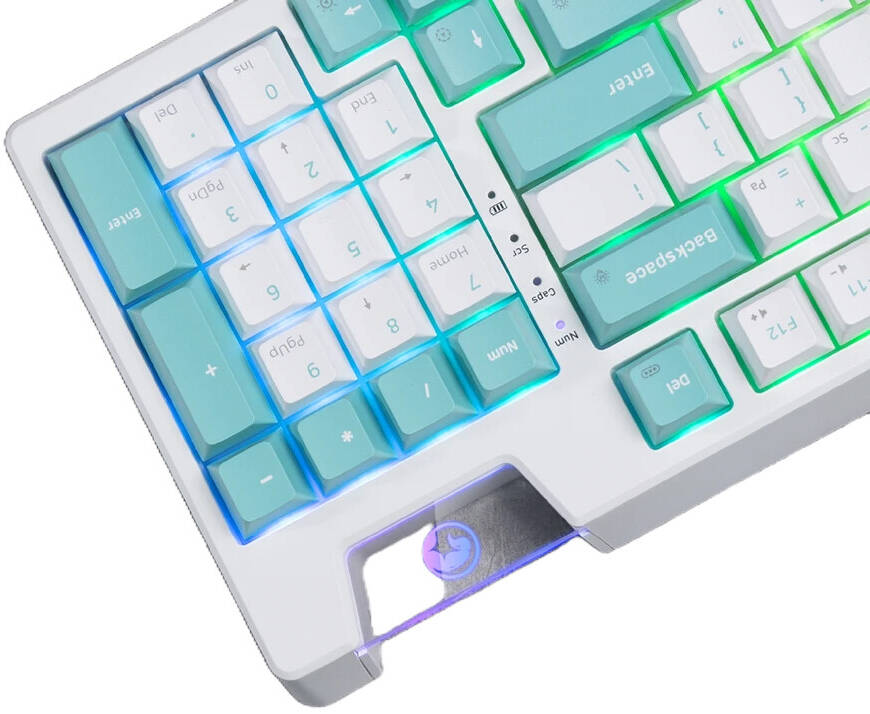 MARVO KG972W EN-BL+WH Wired and wireless keyboard Gasket Mechanical Keyboard White - كيبورد ميكانيكي واير ليس  أبيض