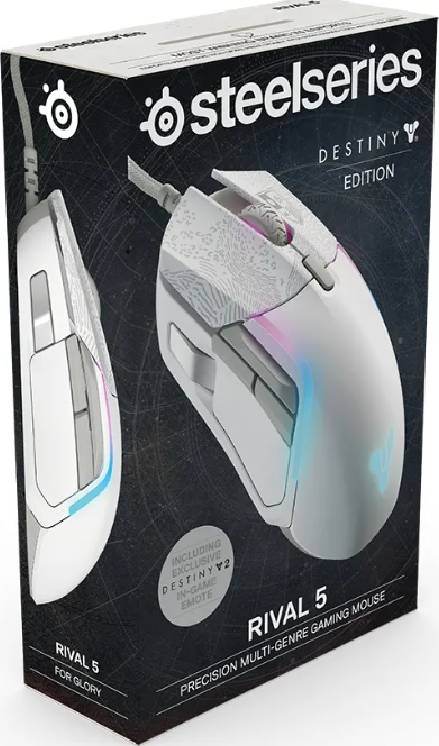 SteelSeries Rival 5 Destiny 2 Edition Gaming Mouse, 18,000 CPI, 9 Buttons Next-gen | 62552 - White  - نسخه محدوده