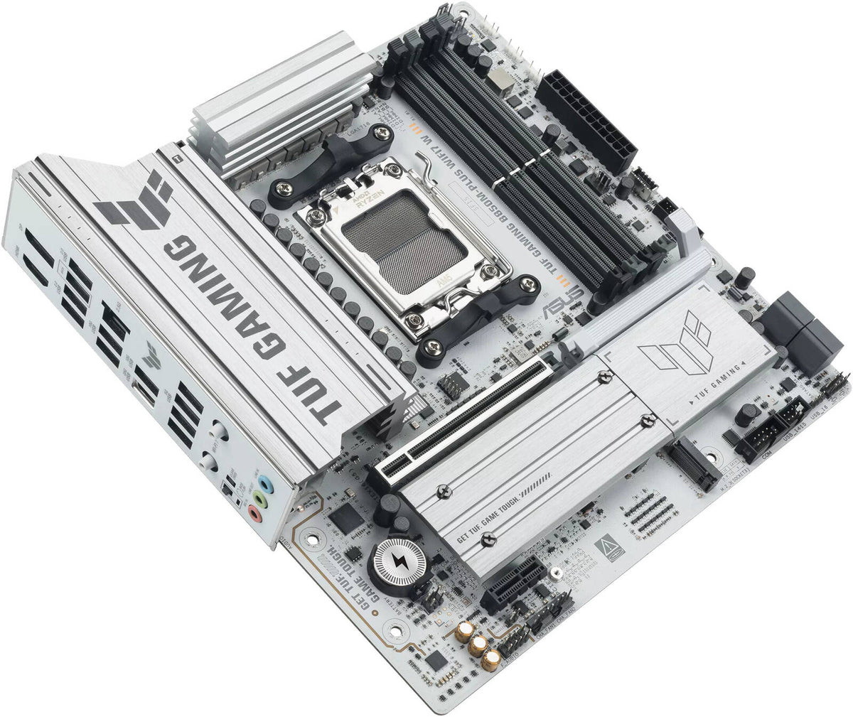 ASUS TUF Gaming B850M-PLUS WIFI7 W - White mATX AM5 Board, DDR5, PCIe 5.0, WiFi 7, 2.5Gb LAN, USB 20Gbps Type-C - ماذربورد