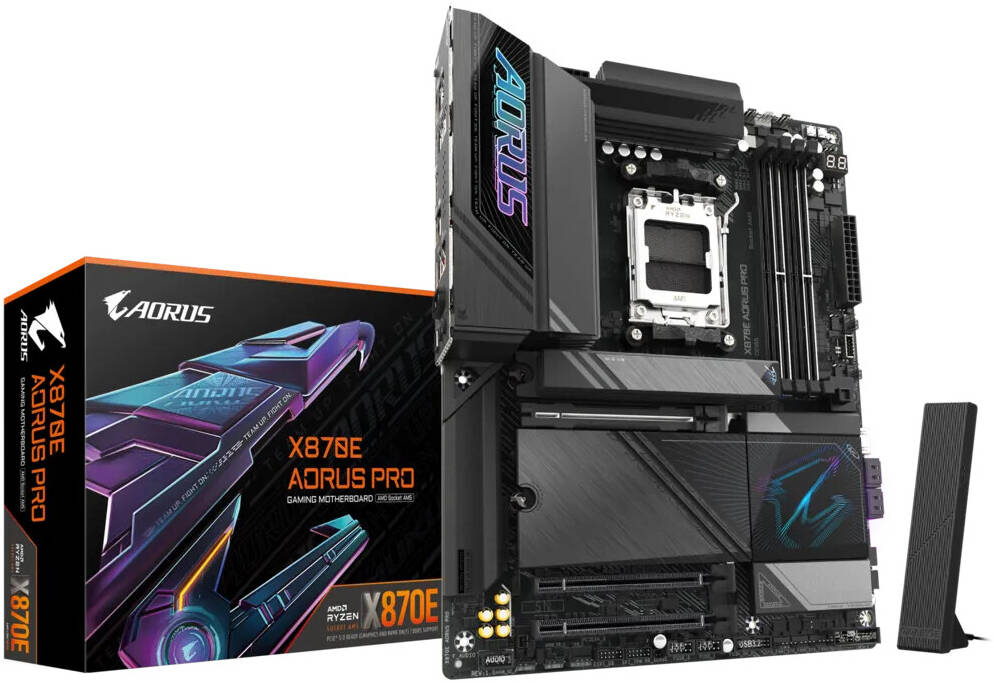 GIGABYTE X870E AORUS PRO Wi-Fi 7 , Bluetooth 5.3 ATX Motherboard, AMD X870E Chipset , DDR5 - لوحه ام GIGABYTE X870E AORUS PRO Wi-Fi 7 , Bluetooth 5.3 ATX Motherboard, AMD X870E Chipset , DDR5 - لوحه ام