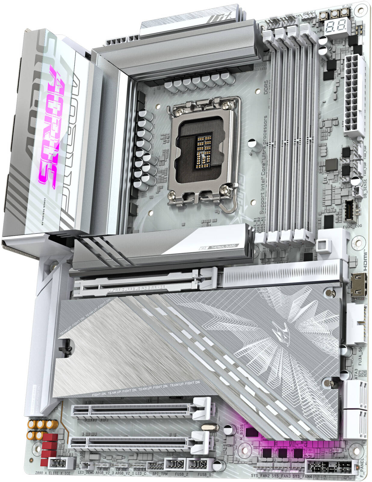 GIGABYTE Z890 Aorus Elite X Ice LGA 1851 ATX Motherboard, Intel Z890 Chipset, White - لوحه ام ببضاء
