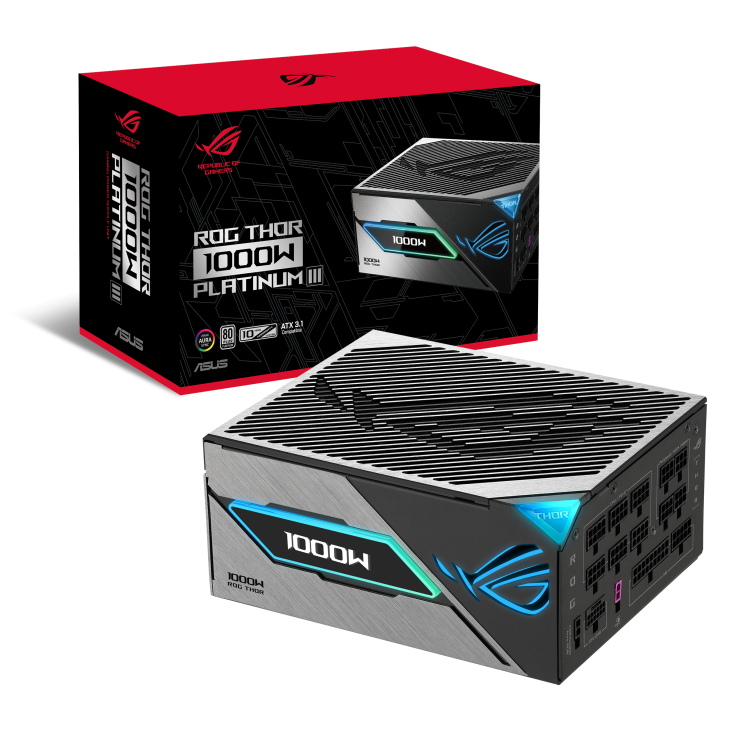 ASUS ROG THOR 1000 Platinum 3 GAMING Power Supply (80 Plus Platinum Certified, ATX 3.1, Magnetic OLED Display, Turbo Mode) - مزود الطاقة