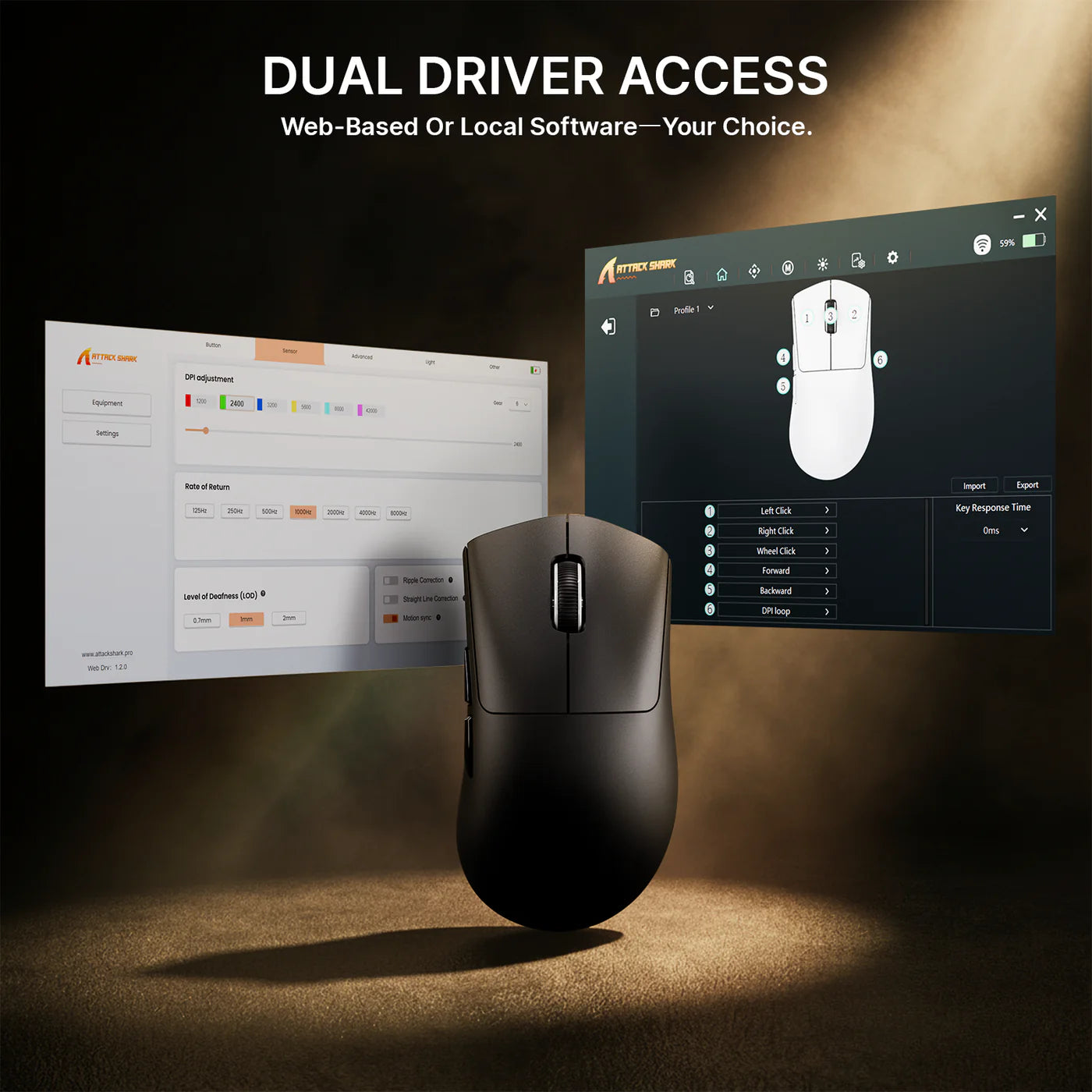 Attack Shark V8 Wireless Gaming Mouse 8000Hz PAW3950MAX Sensor Nordic 54L15, Black - ماوس قيمنق وايرليس