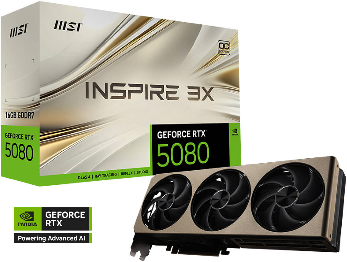 MSI GeForce RTX 5080 INSPIRE 3X OC Graphics Card, 16GB GDDR7 SPICAL EDITION - كرت شاشه نسخه مميزه