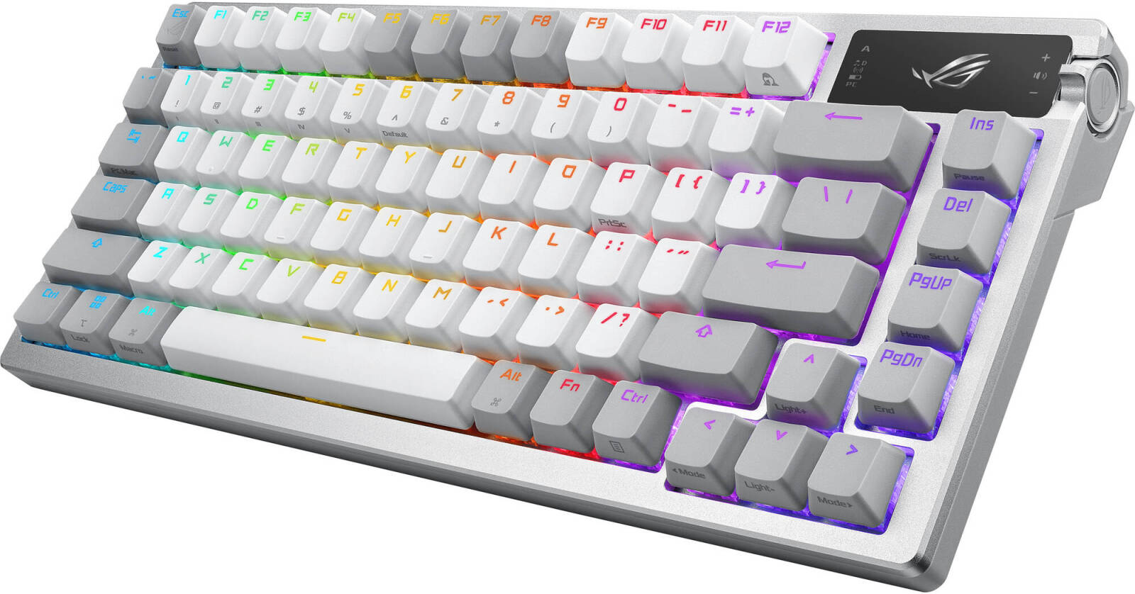 Asus ROG Azoth 75 Wireless Mechanical Gaming Keyboard RGB (EN/AR), OLED Display, ROG NX Red Switches, White - لوحة مفاتيح مع شاشه