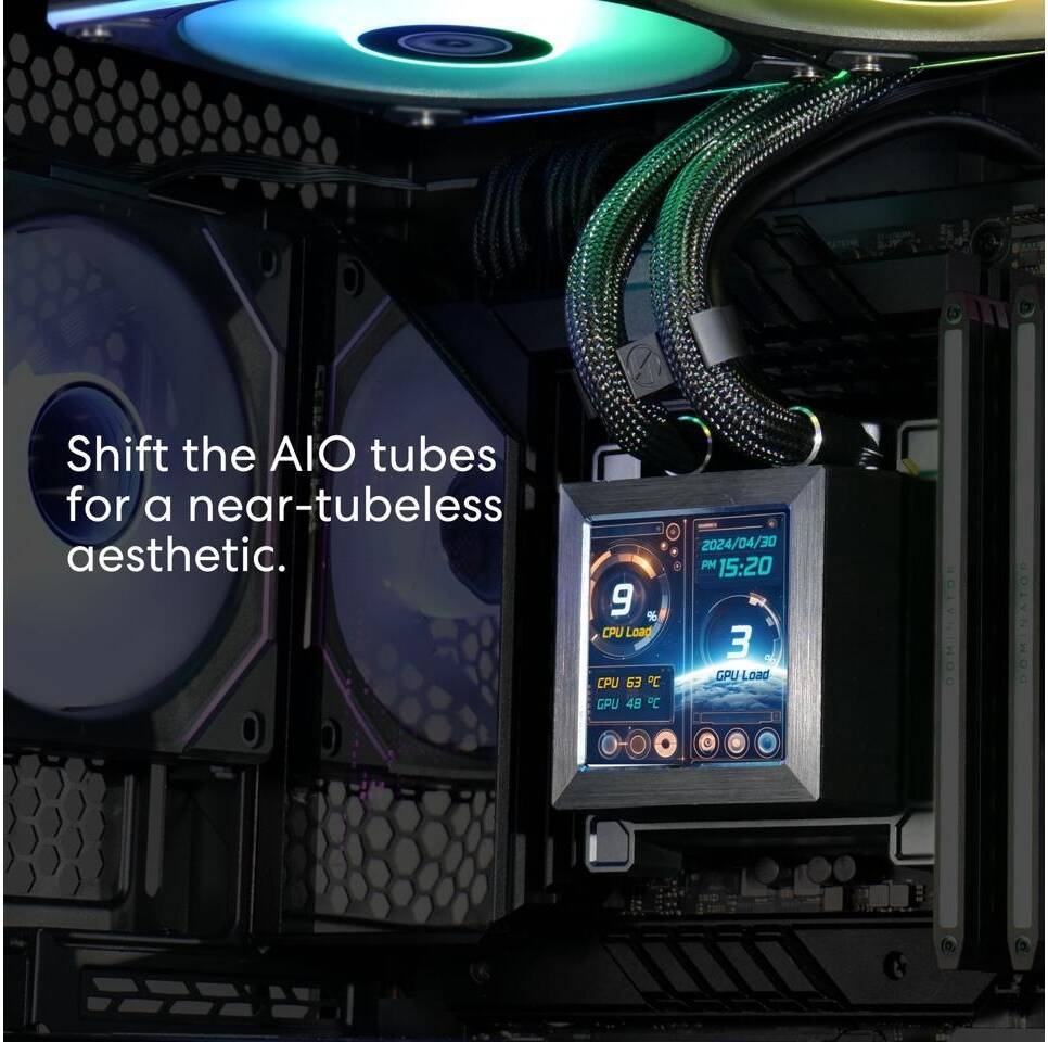 Lian Li HydroShift LCD 360mm RGB Liquid Cooler - Black - مبرد مع شاشه