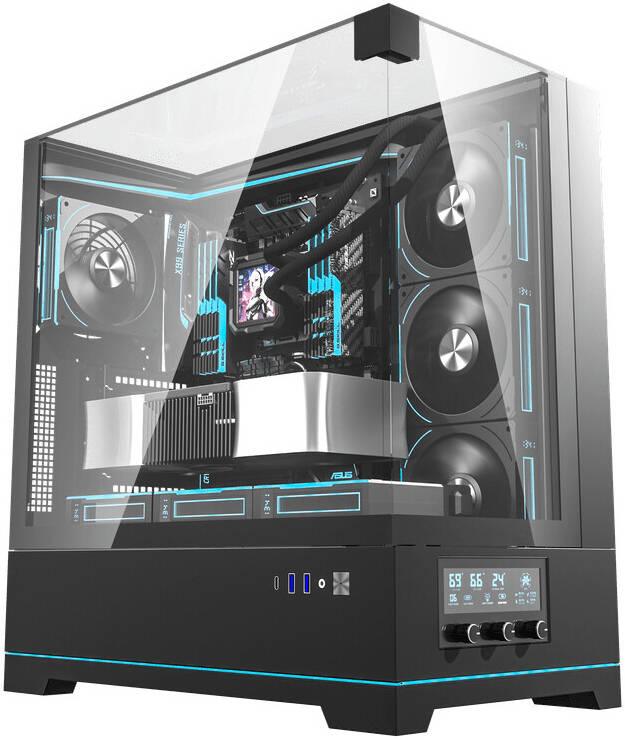 DarkFlash DY450 Pro ATX Computer Case with 4 RGB FANS , Real-Time Temperature Display And Control - Black case - كيس مع شاشه تحكم DarkFlash DY450 Pro ATX Computer Case with 4 RGB FANS , Real-Time Temperature Display And Control - Black case - كيس مع شاشه تحكم