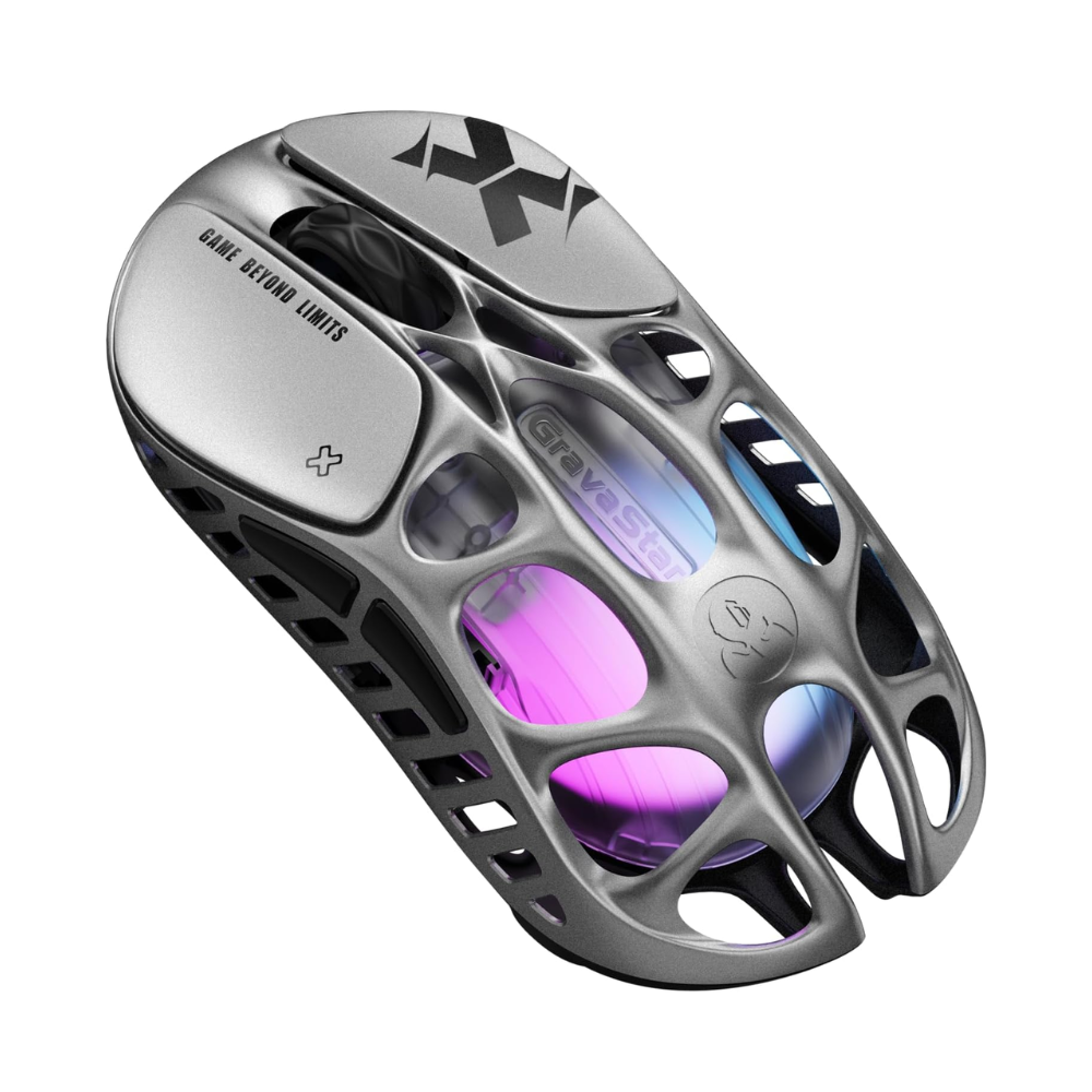 GRAVASTAR MERCURY X Wireless Gaming Mouse – Interstellar Silver - ماوس قيمينغ احترافي