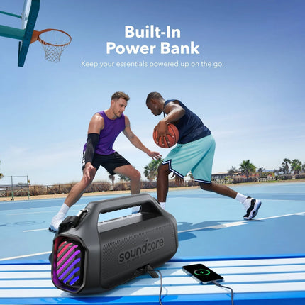 Anker soundcore Boom 2 Plus | IPX7 Waterproof and Floatable | 140W Max Booming Bass | 30W Fast Charging and Built-In Power Bank - سبيكر بلوتوث ممتاز من أنكر