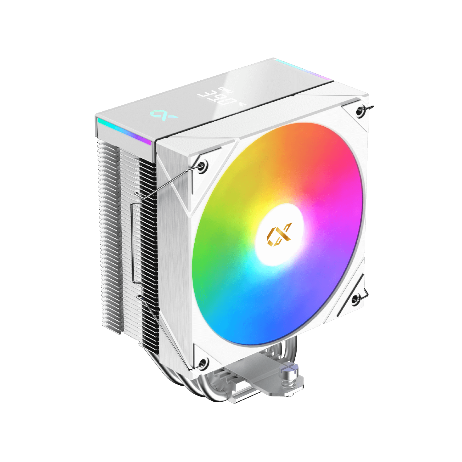 Xigmatek AK4 CPU Air Cooler With Digital Screen Arctic LED ARGB White  - مبرد هوائي أبيض