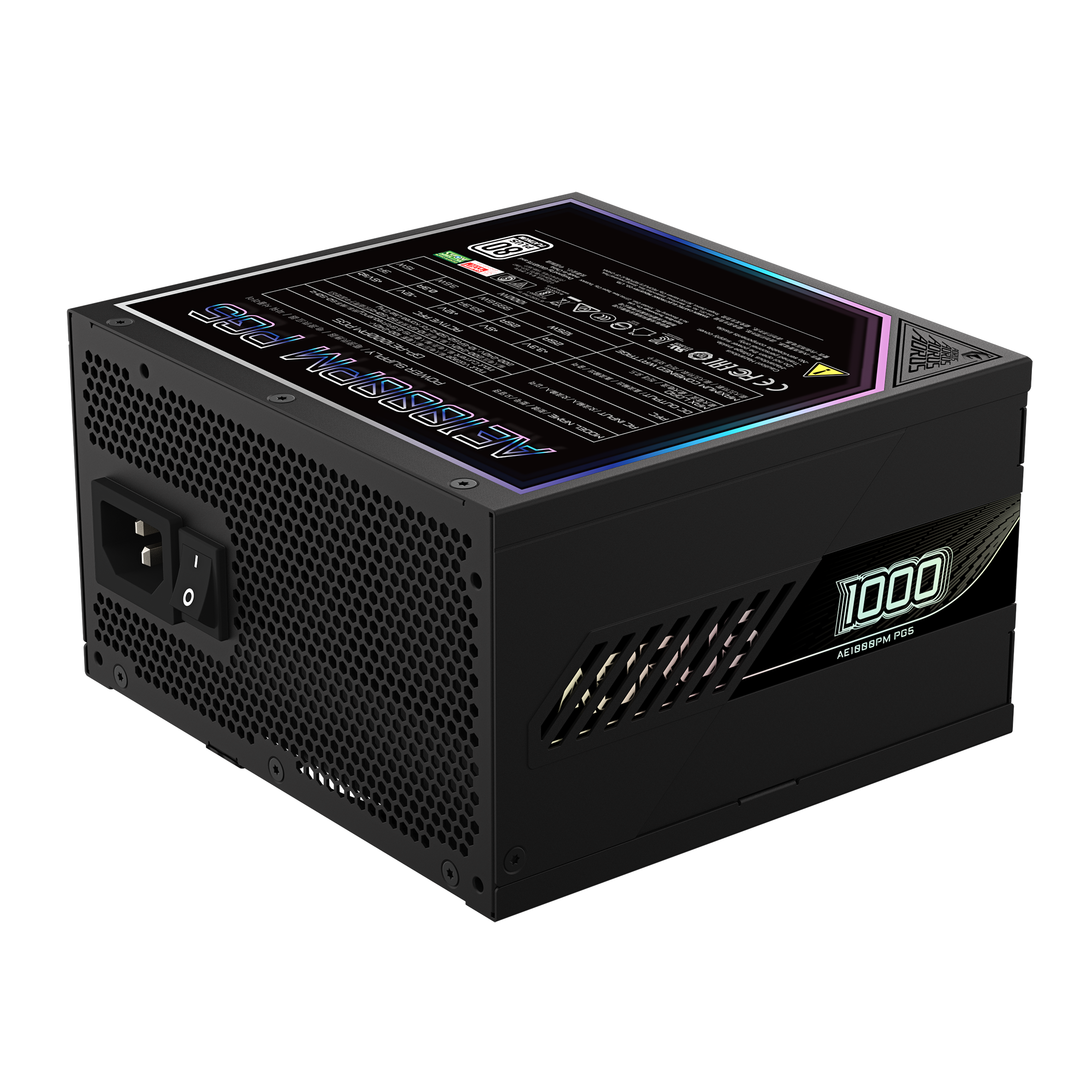 GIGABYTE AORUS ELITE P1000W 80+ Platinum Modular PCIe 5.0 Power Supply, 1000W Power, 80 PLUS Platinum Efficiency, 120mm Fluid Dynamic Bearing Fan, Black - مزود طاقه أسود