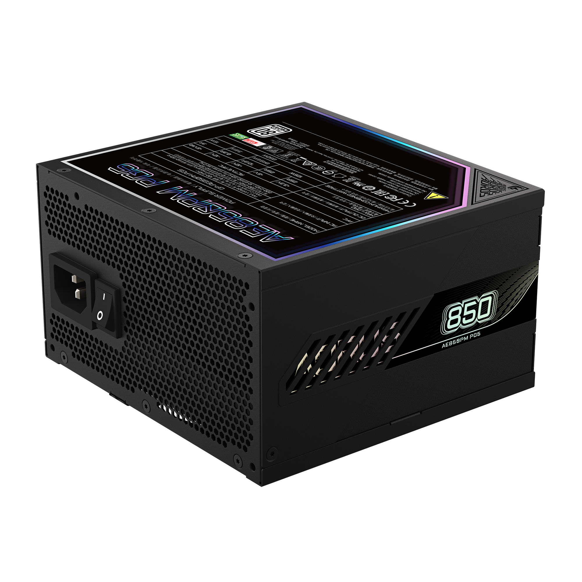 GIGABYTE AORUS ELITE P850W 80+ Platinum Modular PCIe 5.0 Power Supply, Intel Form Factor ATX 12V v3.0, 850W Capacity, 120mm FDB Fan, 60-50 Hz Input Frequency, Black - مزود طاقه أسود
