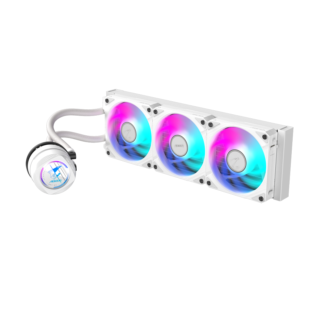 GIGABYTE AORUS WATERFORCE II 360 ICE Liquid CPU Cooler, 360mm Radiator with 3x120mm Low Noise ARGB Fans, Compatible with Intel LGA1851, LGA1700, and AMD AM5 - مبرد مائي