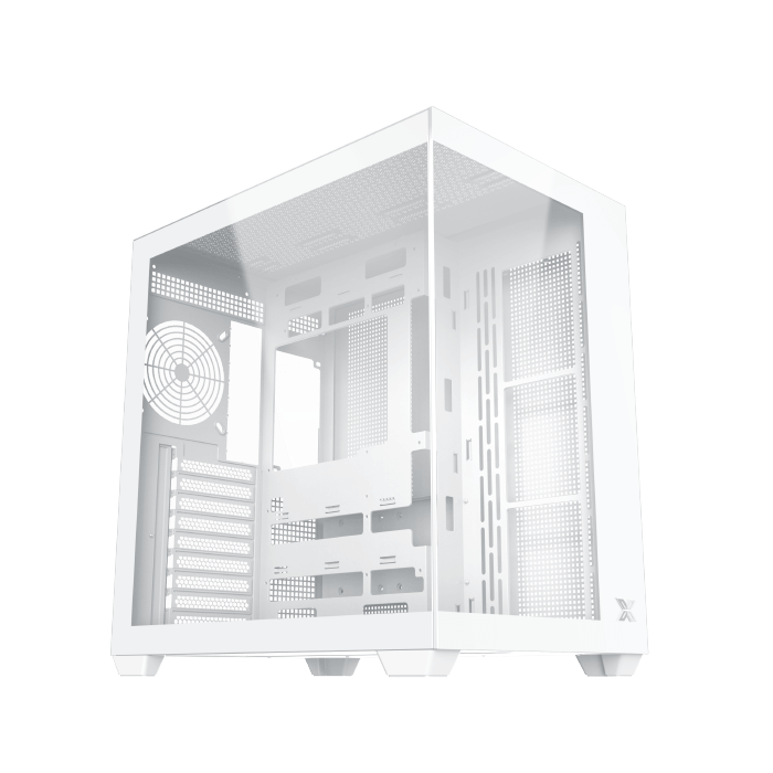 Xigmatek Aqua V Air Arctic (NEW) White High Airflow Mesh Dual Chamber ATX Gaming PC Case (7 pre-installed 120mm ARGB fans) - كيس أبيض