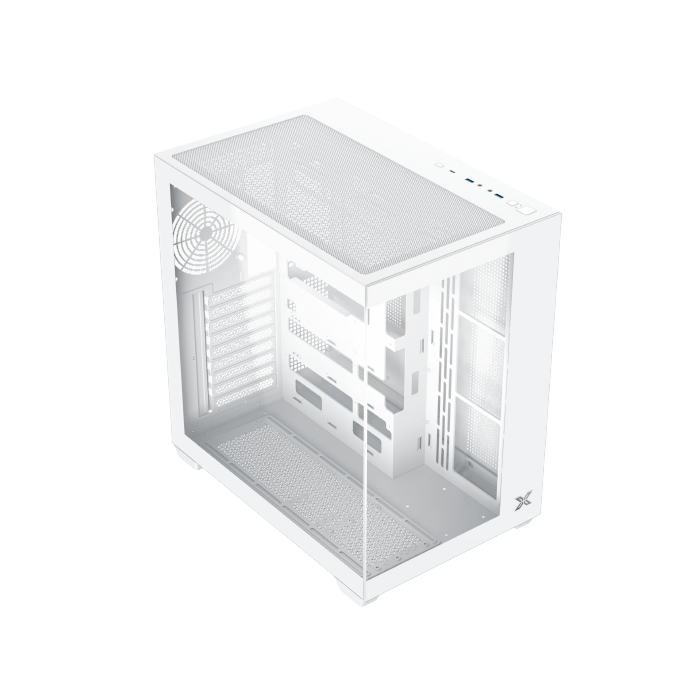 Xigmatek Aqua V Air Arctic (NEW) White High Airflow Mesh Dual Chamber ATX Gaming PC Case (7 pre-installed 120mm ARGB fans) - كيس أبيض