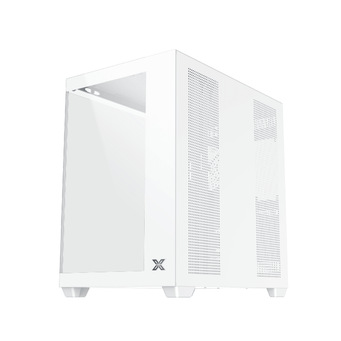 Xigmatek Aqua V Air Arctic (NEW) White High Airflow Mesh Dual Chamber ATX Gaming PC Case (7 pre-installed 120mm ARGB fans) - كيس أبيض