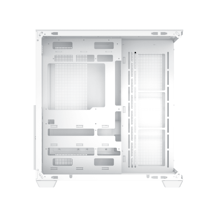 Xigmatek Aqua V Air Arctic (NEW) White High Airflow Mesh Dual Chamber ATX Gaming PC Case (7 pre-installed 120mm ARGB fans) - كيس أبيض