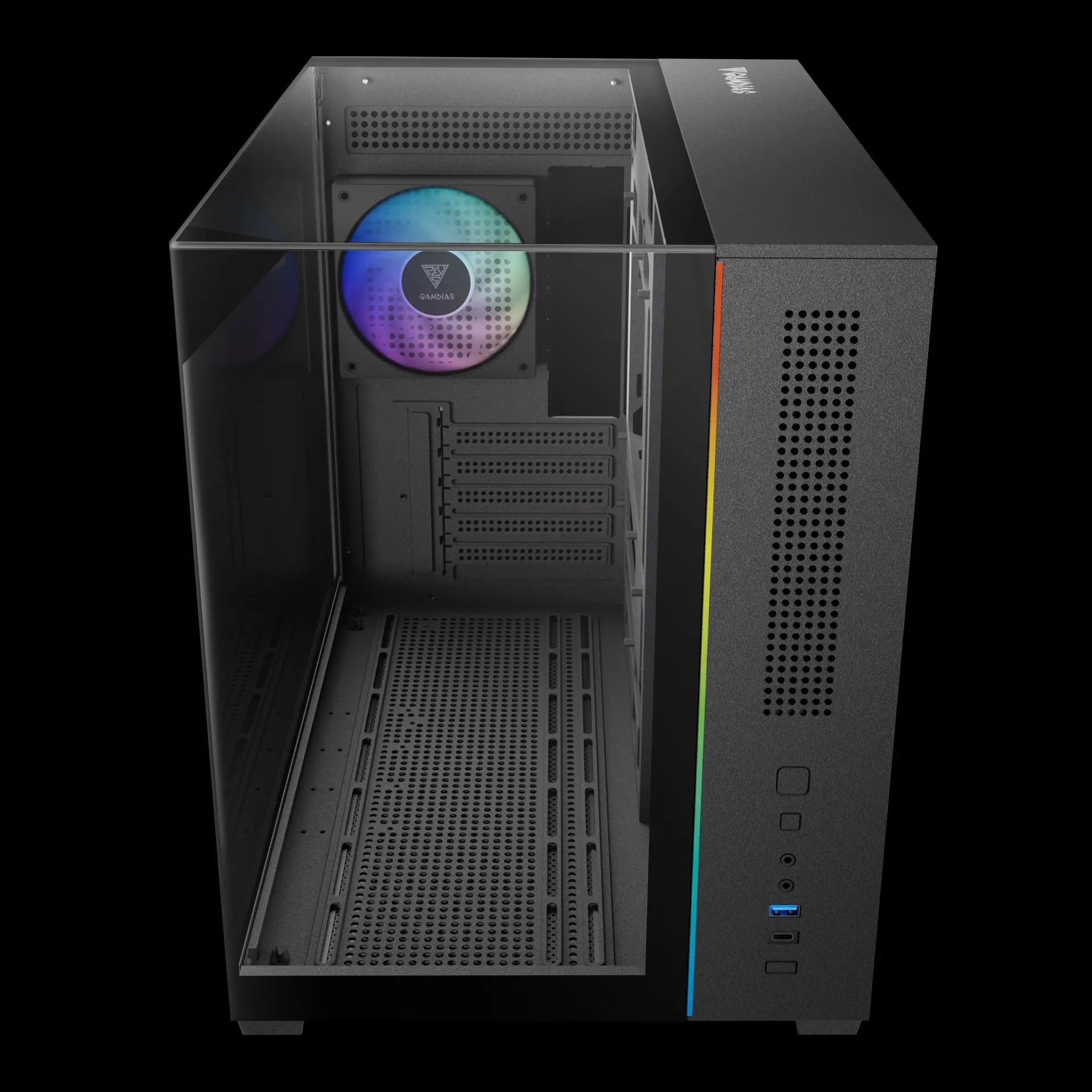 GAMDIAS ATLAS M3m Micro-Tower Tempered Glass Gaming Case Black - كيس