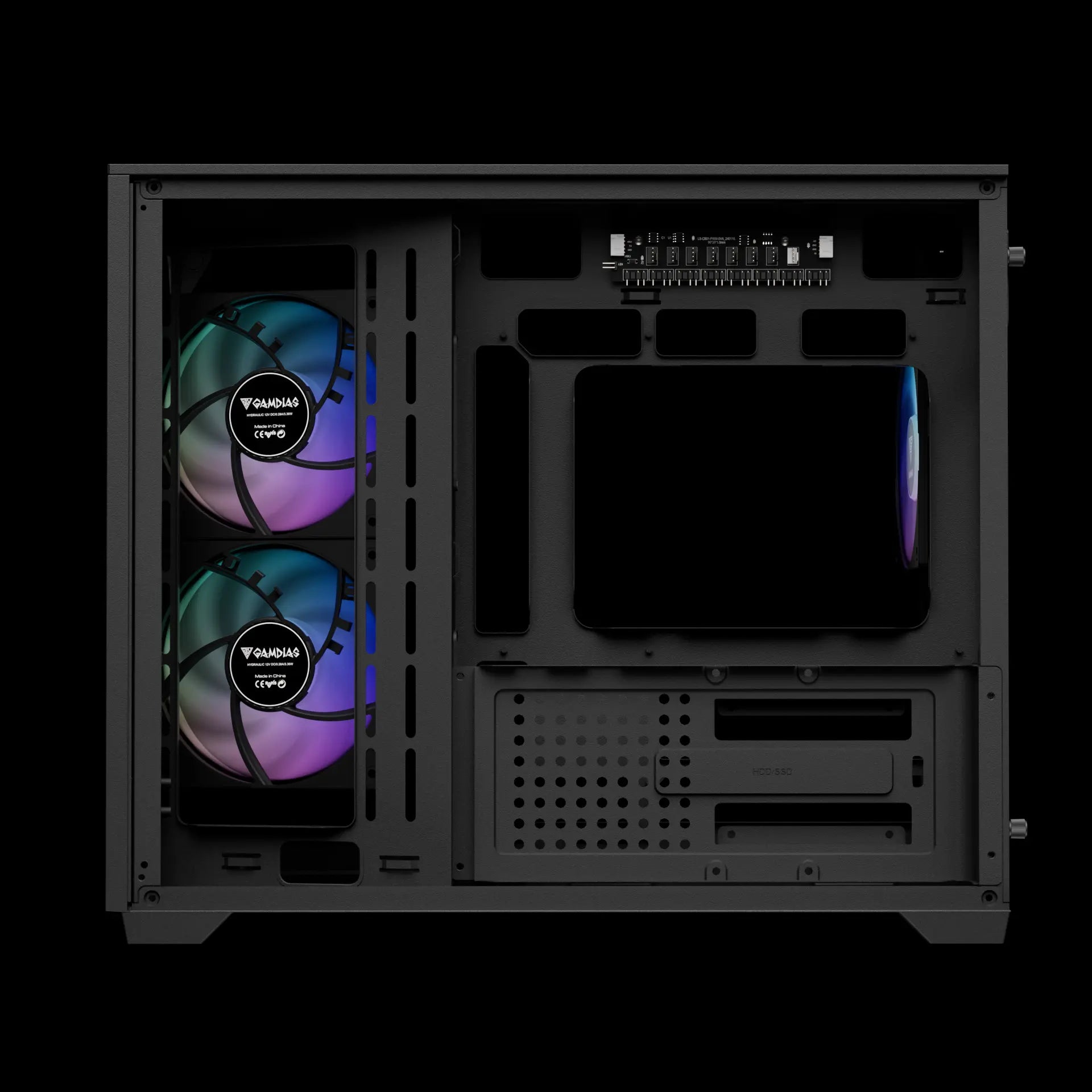 GAMDIAS ATLAS M3m Micro-Tower Tempered Glass Gaming Case Black - كيس