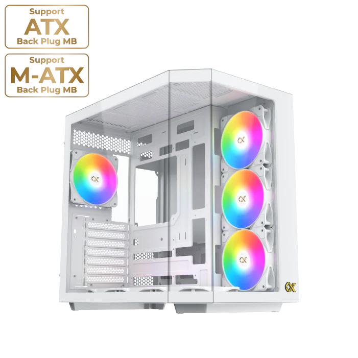 Xigmatek Cubi II Gaming Case, with 7 ARGB Lights,USB-C -كيس العاب للكمبيوتر أبيض