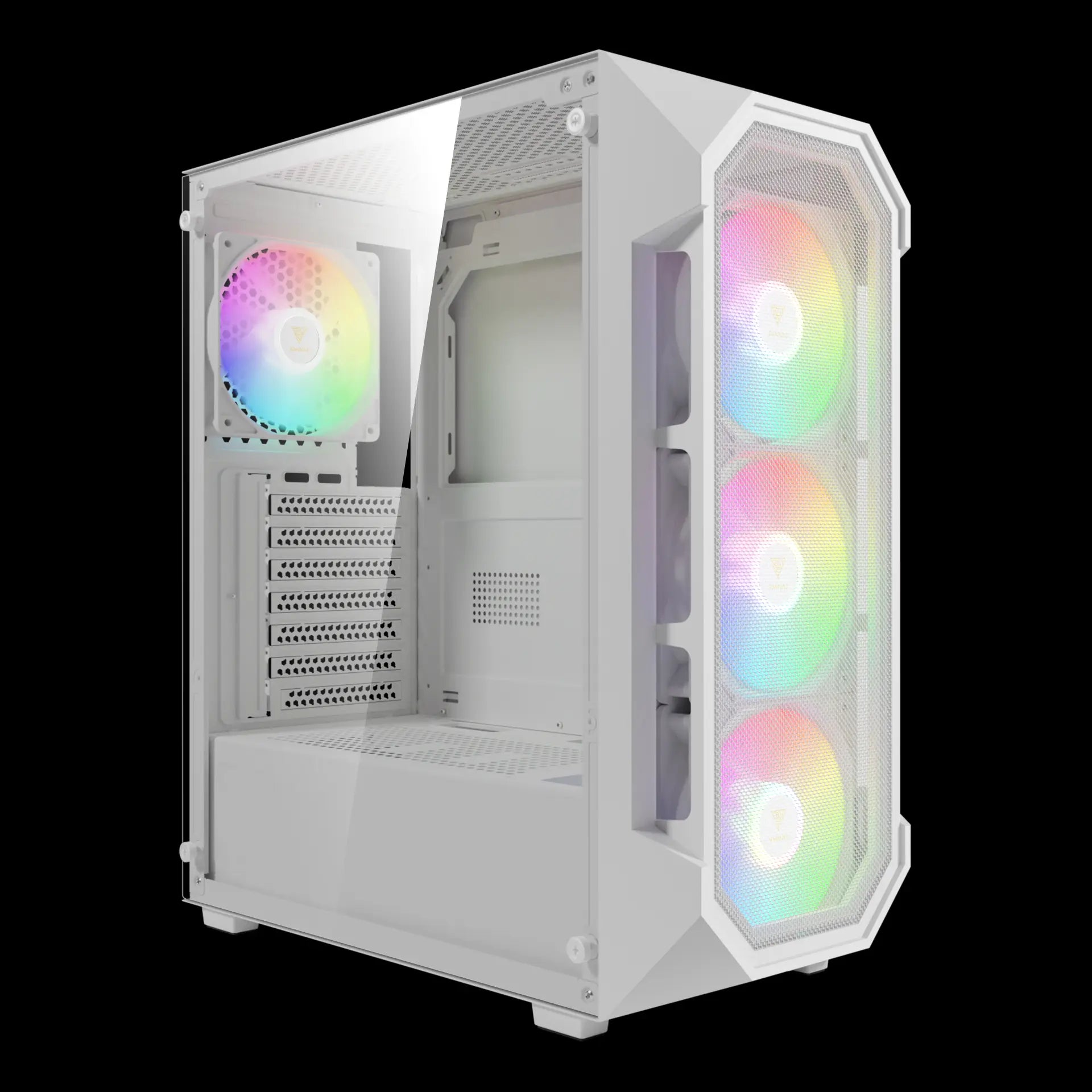 GAMDIAS AURA GC1 Elite Mid-Tower Tempered Glass Gaming Case – White - كيس