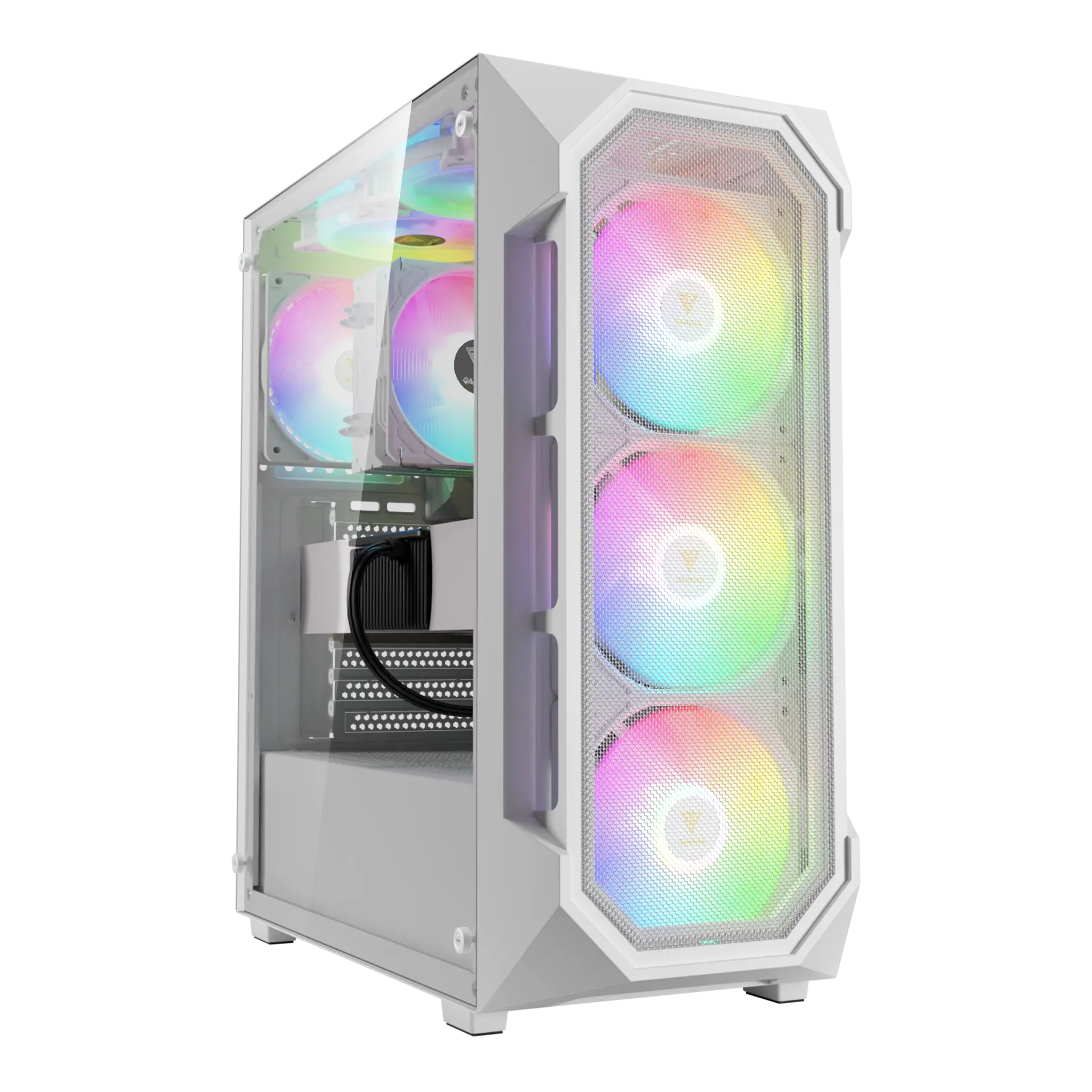 GAMDIAS AURA GC1 Elite Mid-Tower Tempered Glass Gaming Case – White - كيس