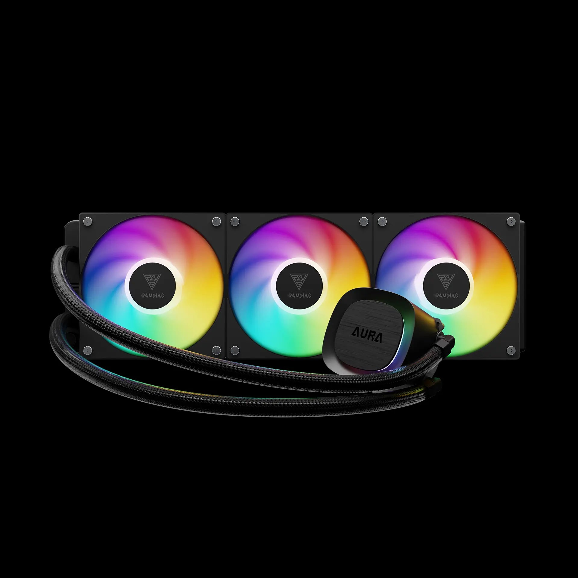 GAMDIAS AURA GL360 V2 GL360 V2 ARGB 360mm Liquid CPU Cooler – Black - مبرد مائي