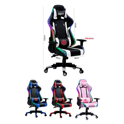 Chatty Adjustable Comfortable massage Luxury RGB Gaming Chair RED Color "548-2-4" - كرسي احمر مميز مزود بمساج وأضائه