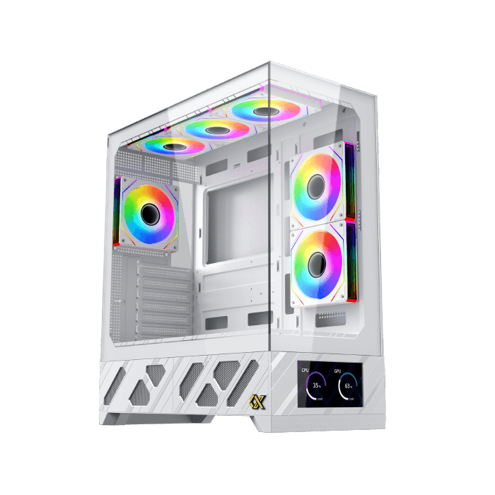 Xigmatek Alphard Pro ARTIC Case , ARGB FANS 6 Inch LCD for Fans Control - White -كيس أبيض مع شاشه