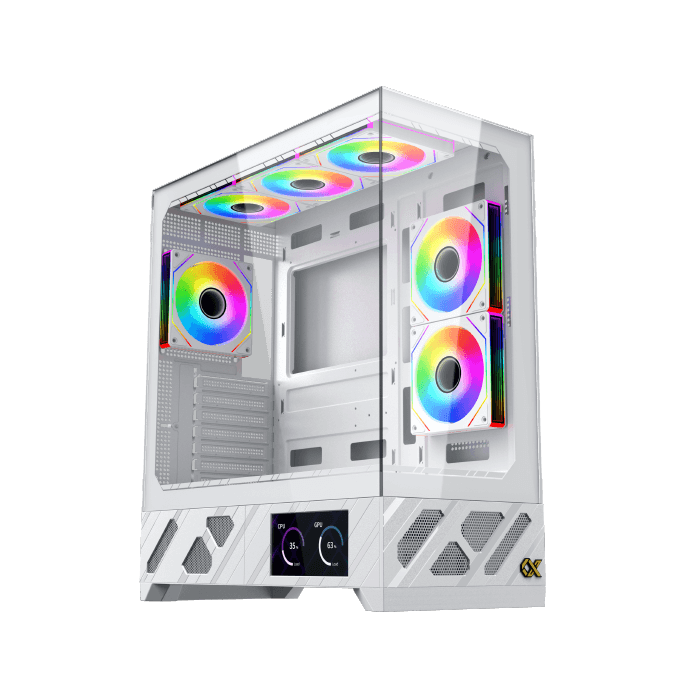 Xigmatek Alphard Pro ARTIC Case , ARGB FANS 6 Inch LCD for Fans Control - White -كيس اسود مع شاشه Xigmatek Alphard Pro ARTIC Case , ARGB FANS 6 Inch LCD for Fans Control - White -كيس اسود مع شاشه