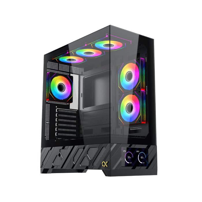 Xigmatek Alphard Pro Case , ARGB FANS 6 Inch LCD for Fans Control - كيس اسود مع شاشه