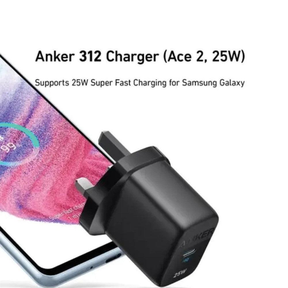 Anker Charger 25W Compact USB-C, Super Fast charger, Safety System - Black - شاحن سريع