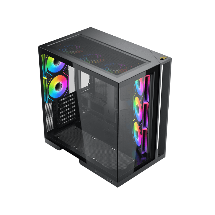 Xigmatek Aqua 7 Dual Chamber ATX Gaming PC Case (Tempered Glass, 8 pre-installed 120mm PWM ARGB Fans) - كيس