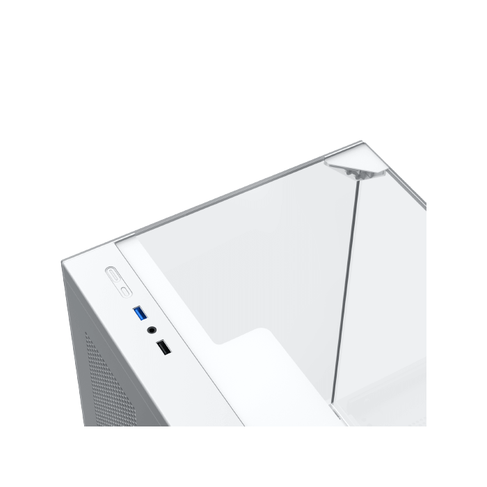 Xigmatek Aqua Compact Arctic White Micro-ATX PC Case (Dual Tempered Glass, Panoramic View, 4 pre-installed 120mm ARGB fans) White - كيس أبيض