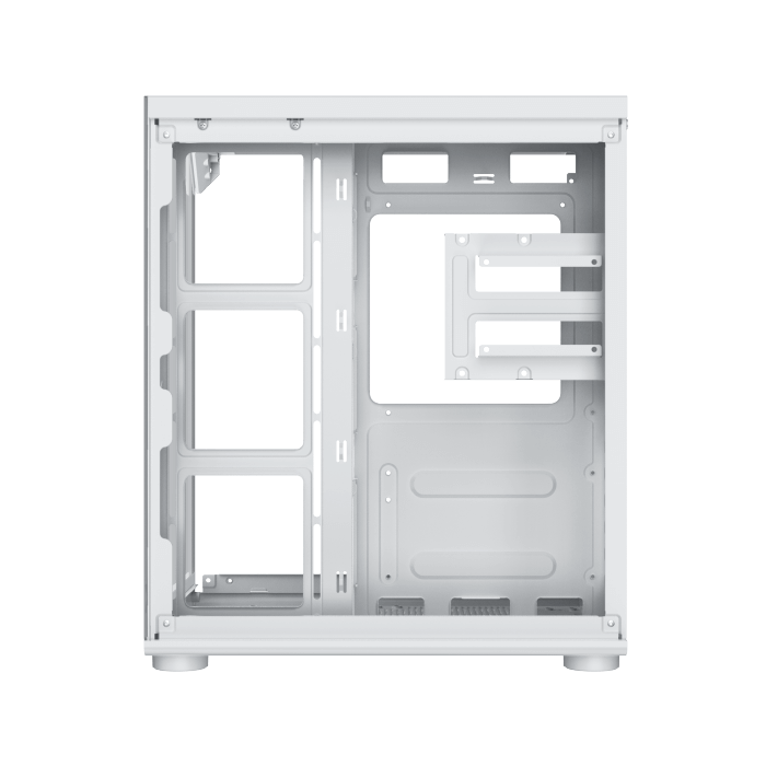 Xigmatek Aqua Compact Arctic White Micro-ATX PC Case (Dual Tempered Glass, Panoramic View, 4 pre-installed 120mm ARGB fans) White - كيس أبيض